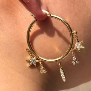 Gold Hoop Earrings With Charms